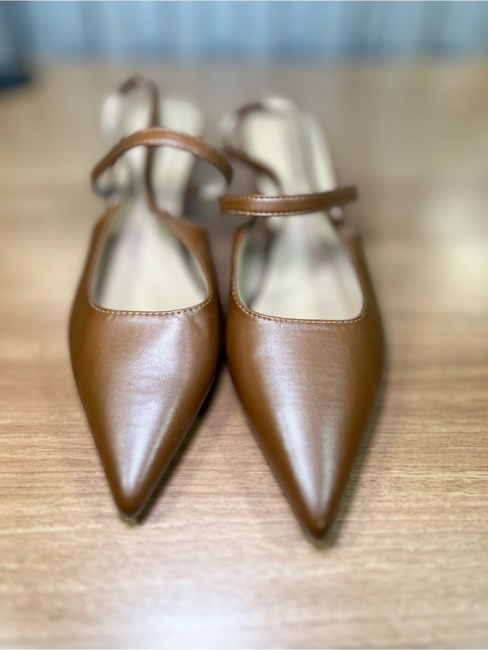 C. Paravano Brown Pointed Toe Kitten Heel Slingbacks Size 39 (Helen)